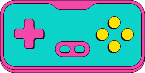 Retro 90s console game pad in modern line style. Vintage joystick vector illustration. Nostalgia for 1990s © Nadezhda Mih