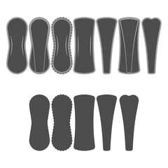 Set of black and white illustrations with panty liners. Isolated vector objects on a white background.
