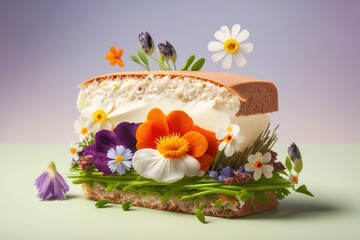 Spring flower sandwich. AI generation