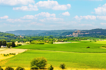 Burg Beynac und Burg Fayrac von der Burg Marqueyssac aus gesehen