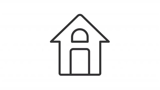 Animated house linear icon. Real estate agency. Home purchasing. Suburban residence. Seamless loop HD video with alpha channel on transparent background. Outline motion graphic animation