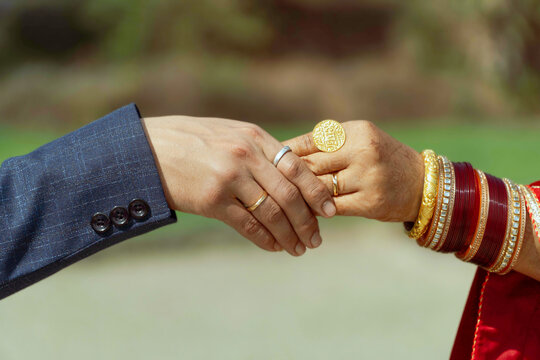 Wedding Ceremony - Nepali traditional, Promissing hand close up with blur background 