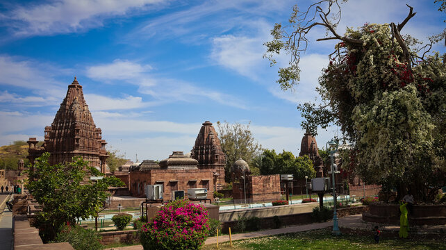 Mandore gardens is collection of temples and memorials near Jodhpur. Ancient ruined fort. Famous Government Museum from bygone eras. Hindu Royal Maharaha Site. Vintage Ancient rock curved temples.