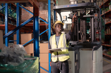 Portrait of warehouse workers in a large warehouse with their own preparation for the day's work