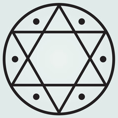 Sceau de Salomon Simple Icône Illustration Étoile en cercle Symbole Alchimie Géométrie sacrée Vecteur Noir et Blanc