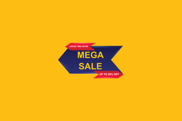 Mega sale banner template design for web or social media, Sale special up to 50% off.