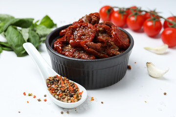 Concept of tasty food - sun-dried tomato