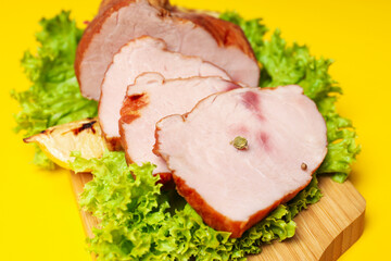 Concept of tasty food, ham, close up