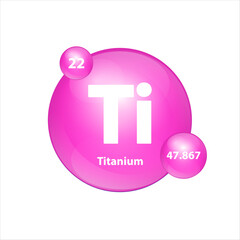 Titanium (Ti) icon structure chemical element round shape circle Pink. 3D Illustration vector. Chemical element of periodic table Sign with atomic number. Study in science for education.	