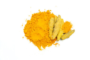 Fragrant seasoning - turmeric, isolated on white background