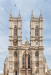 Fototapeta na wymiar Front view of Westminster abbey, England