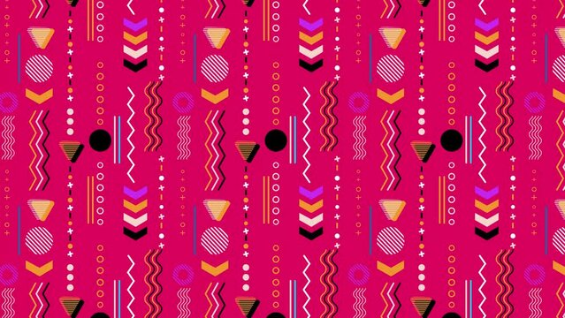 Beautiful colorful minimalistic animated retro vintage seamless red mixed background