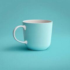 Blue mug on the blue background, mockup template