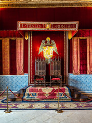 Interior of Alcazar Palace and fortress of the Spanish kings in the historical part of Segovia....