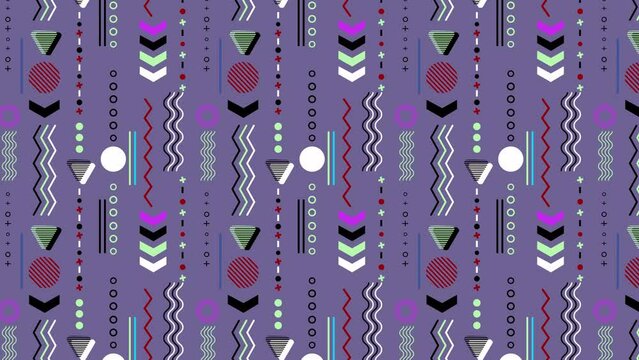 Beautiful colorful minimalistic animated retro vintage seamless background