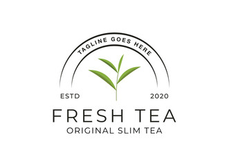 Tea leaf logo design template. icon for tea shop, tea store, packaging product.