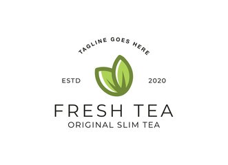 Tea leaf logo design template. icon for tea shop, tea store, packaging product.