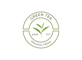 Tea leaf logo design template. icon for tea shop, tea store, packaging product.