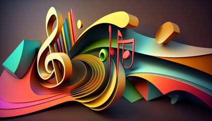 abstract background with clef, modern multicolor music background with abstract structure, generative ai