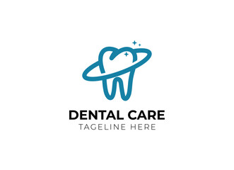 Obraz premium Dental clinic and dental care logo. Dentist, teeth care or oral clinic logo