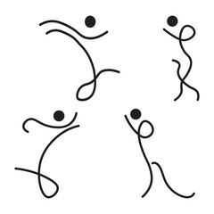  Logos, icons, illustrations. Vector set of line man, human shapes .Dance, fitness, health, beauty, sport.