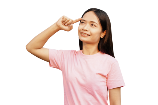 Asian woman thinking