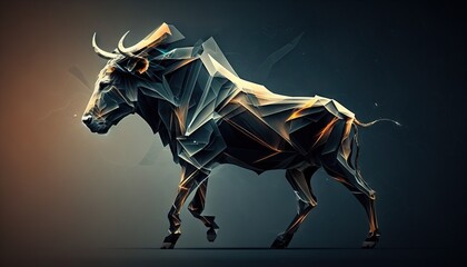 Bison abstract wallpaper. Contrast background with bull in vivid colors generative ai