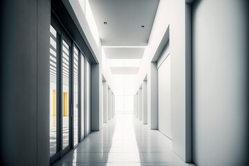 Fototapeta premium A Stark Reminder of the Pandemic's Toll: A Deserted Hospital Corridor, ai generative