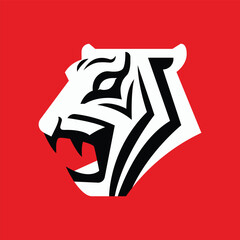 Minimalist japanese style tiger logo.
