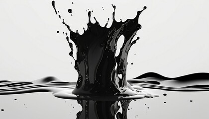 Splashing crude oil on a white background. Generative AI