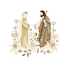 Catholic Wedding Clipart. Maria Joseph Marriage. Religious Engagement