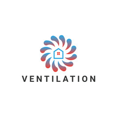 Ventilation fan house vector logo illustration