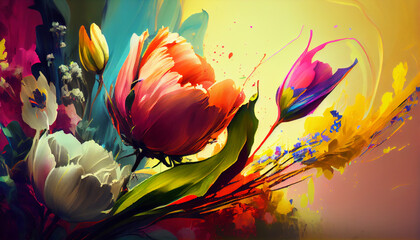 Spring colorful flowers illustration