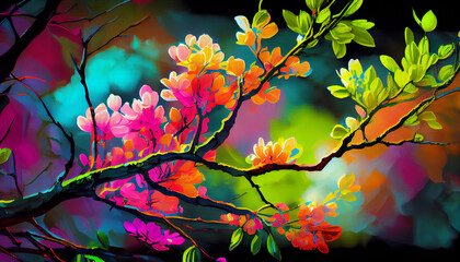Obraz na płótnie Canvas Spring colorful flowers illustration