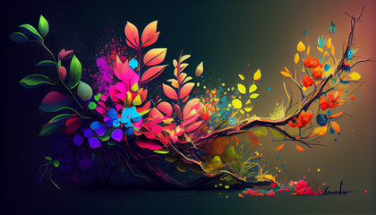 Spring colorful flowers illustration