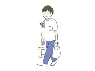 買い物する男性