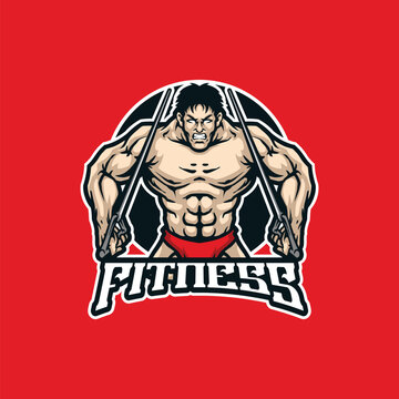 Fitness mascot logo design vector with modern illustration concept style for badge, emblem and t shirt printing. Strong fitness illustration.