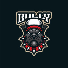 Bully mascot logo design vector with modern illustration concept style for badge, emblem and t shirt printing. Dog head illustration.