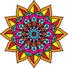 Mandala coloring simple and basic for beginners, seniors and children. Set of Mehndi flower pattern for Henna drawing and tattoo. Decoration in ethnic oriental, Indian style.