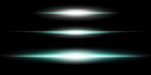 Blue horizontal lens flares pack. Laser beams, horizontal light rays.Beautiful light flares. Glowing streaks on dark background. Luminous abstract sparkling lined background.