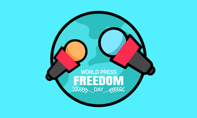 World Press Freedom Day Banner with Mic and World background. Vector Illustration Eps 10