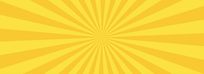 Yellow banner with Sun rays, lines background, light