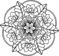 Fototapeta premium Flower Mandala doodle design with decorative elements. Hand drawn. Coloring for adult and kids or background. Vector Illustration 