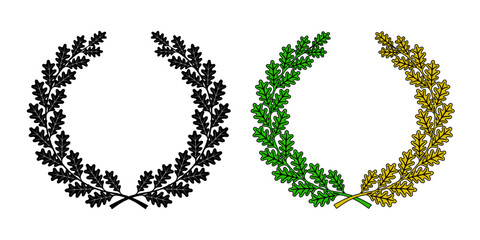 A wreath of oak branches. Rund oak wreath