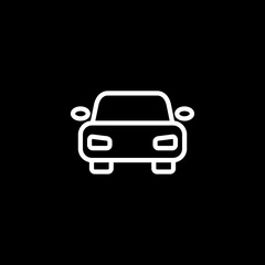 Simple car line icon  isolated on black background. 