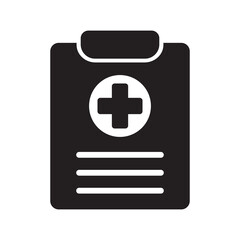 Medical history icon, medical report symbol. Health care clipboard icon. Medical card icon.
