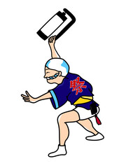 真横から見た提灯を持って阿波踊りを踊る男性