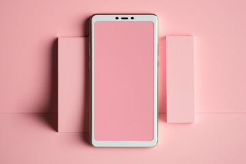 modern mobile pink phone mockup, Generative AI