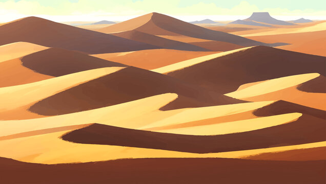 Rocky Desert with Canyons Detailed Hand Drawn Painting Illustration © Reytr