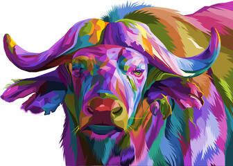 colorful Buffalo pop art style isolated. vector illustration
